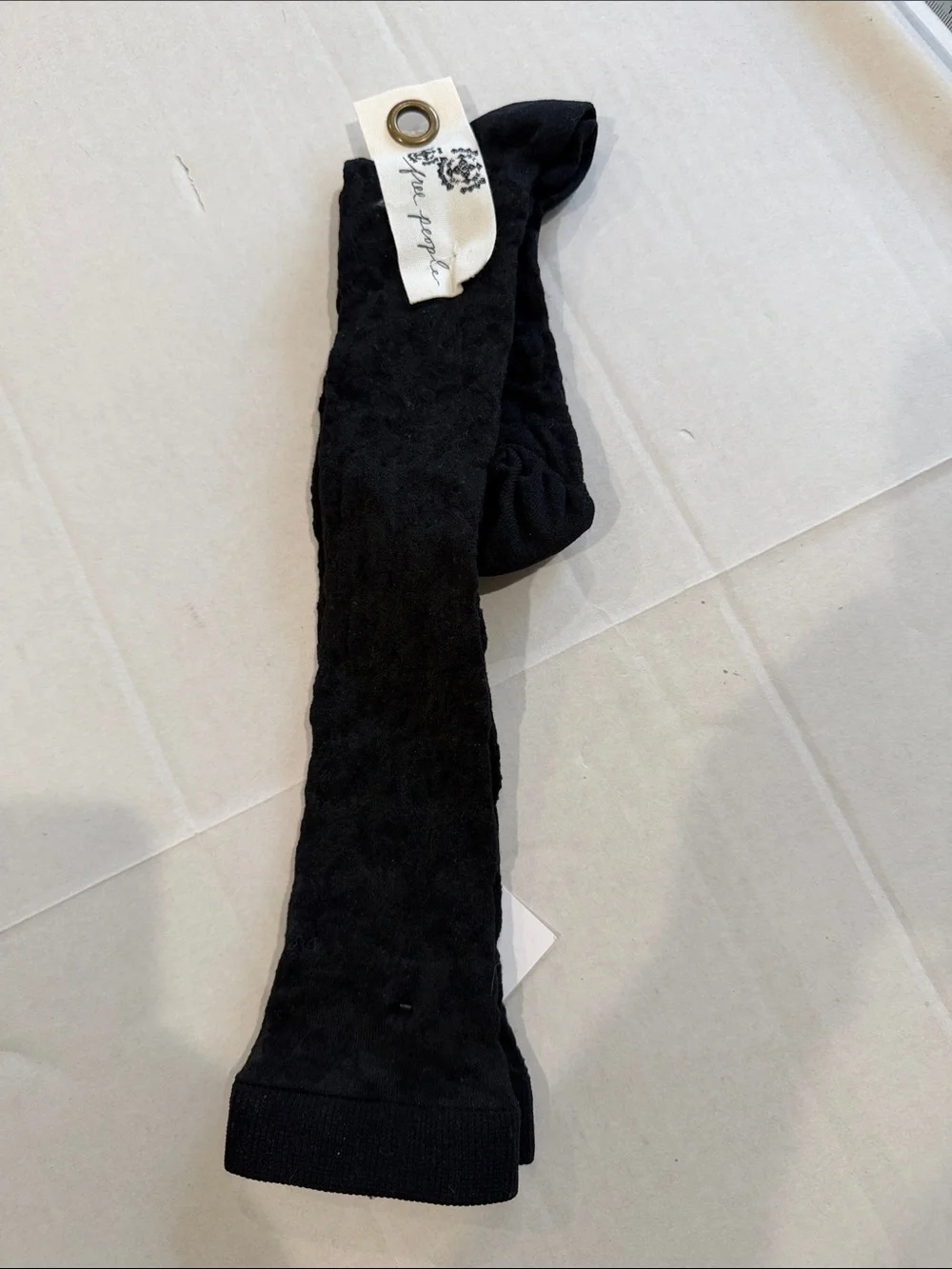 Free People Black lace knee high socks